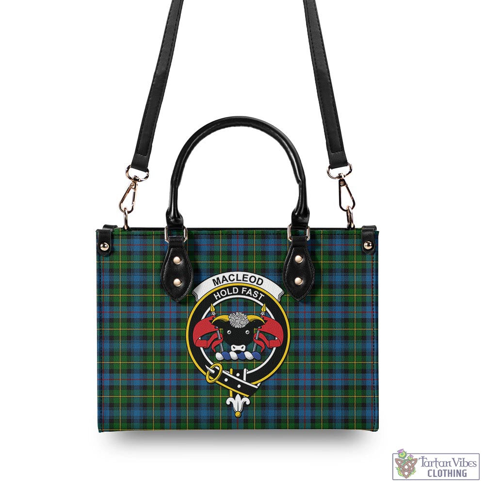 Tartan Vibes Clothing MacLeod of Skye Tartan Luxury Leather Handbags with Family Crest