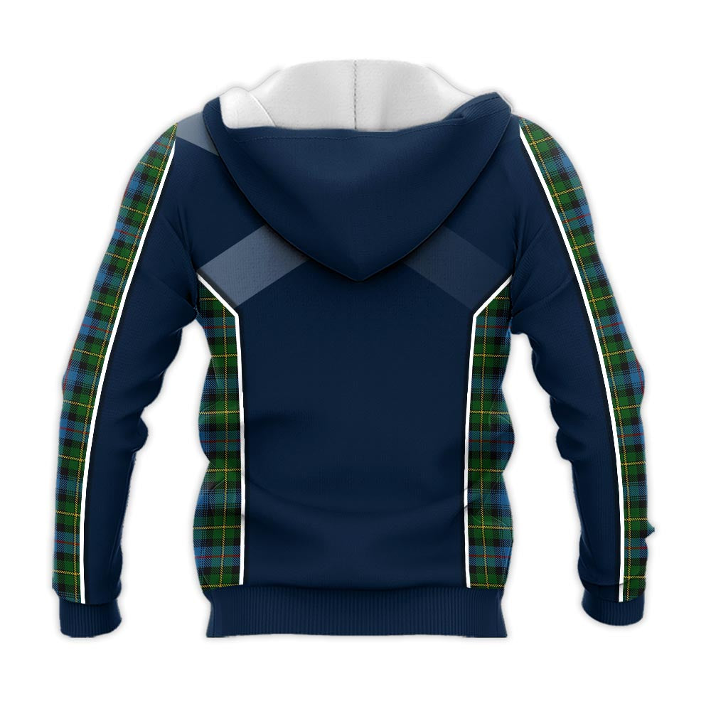 Tartan Vibes Clothing MacLeod of Skye Tartan Knitted Hoodie with Family Crest and Scottish Thistle Vibes Sport Style