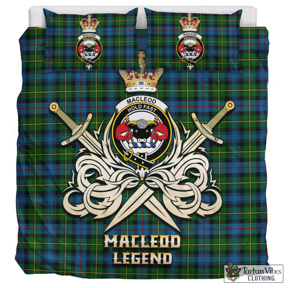 Tartan Vibes Clothing MacLeod of Skye Tartan Bedding Set with Clan Crest and the Golden Sword of Courageous Legacy