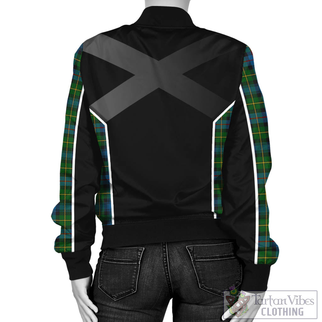 Tartan Vibes Clothing MacLeod of Skye Tartan Bomber Jacket with Family Crest and Scottish Thistle Vibes Sport Style