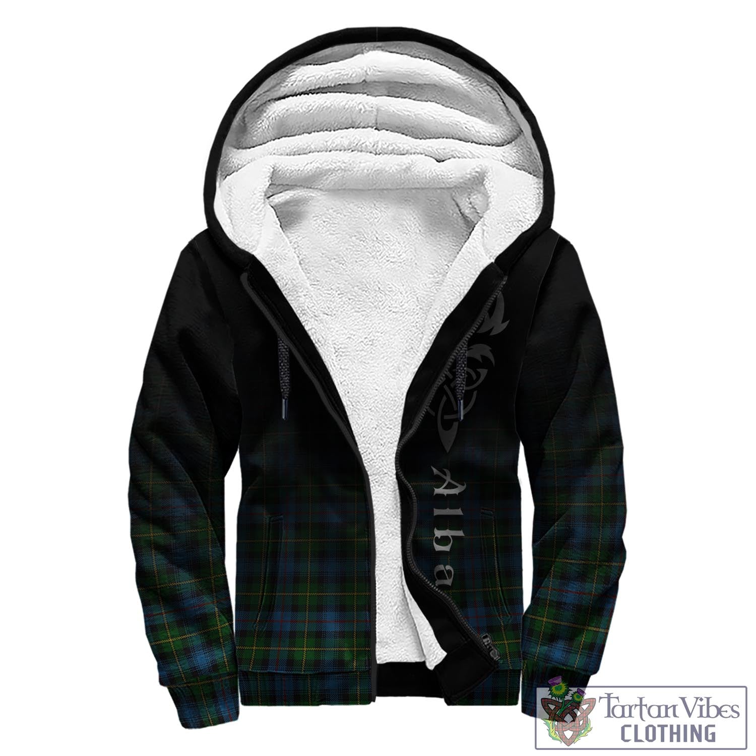 Tartan Vibes Clothing MacLeod of Skye Tartan Sherpa Hoodie Featuring Alba Gu Brath Family Crest Celtic Inspired