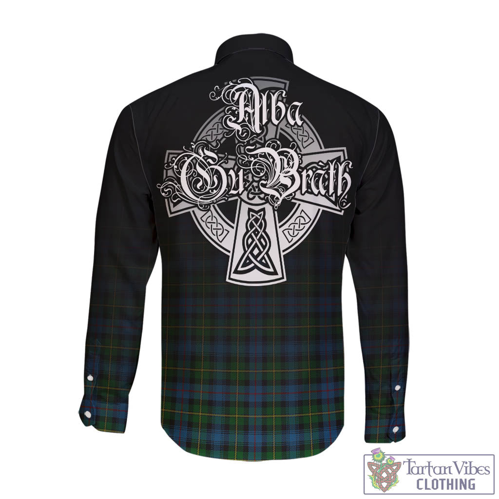 Tartan Vibes Clothing MacLeod of Skye Tartan Long Sleeve Button Up Featuring Alba Gu Brath Family Crest Celtic Inspired