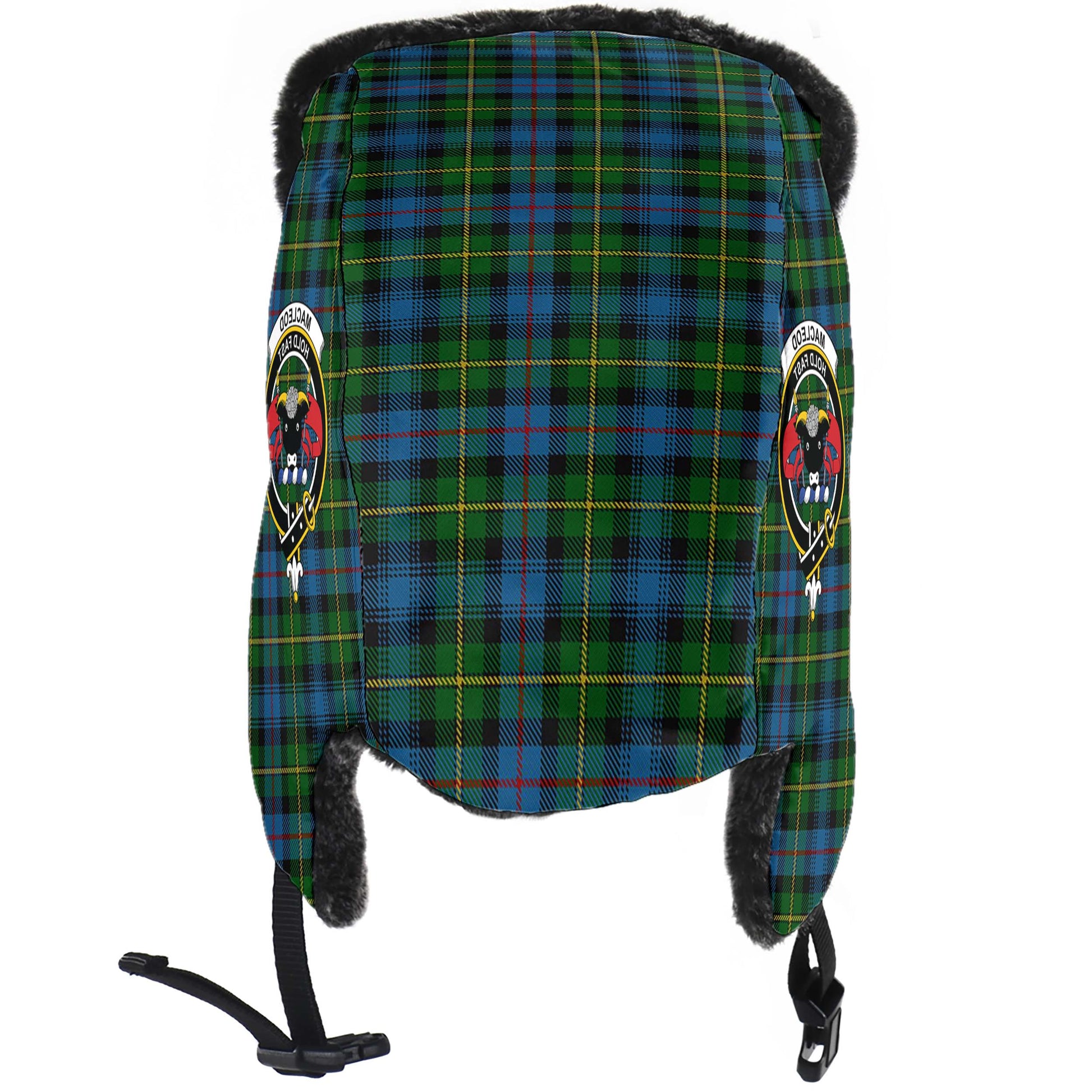 MacLeod of Skye Tartan Winter Trapper Hat with Family Crest - Tartanvibesclothing