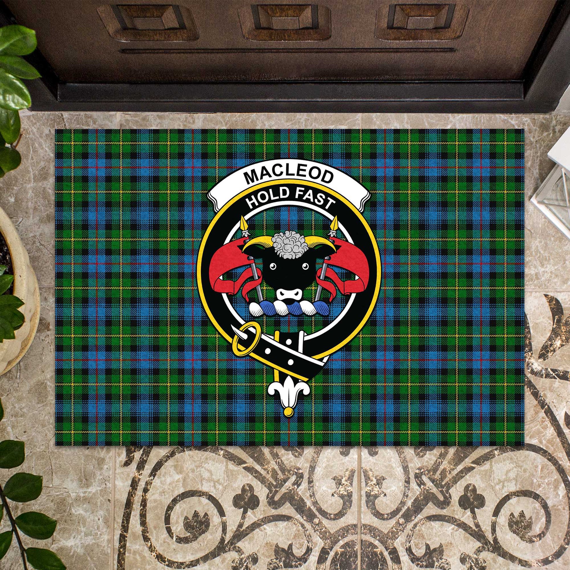 MacLeod of Skye Tartan Door Mat with Family Crest - Tartanvibesclothing