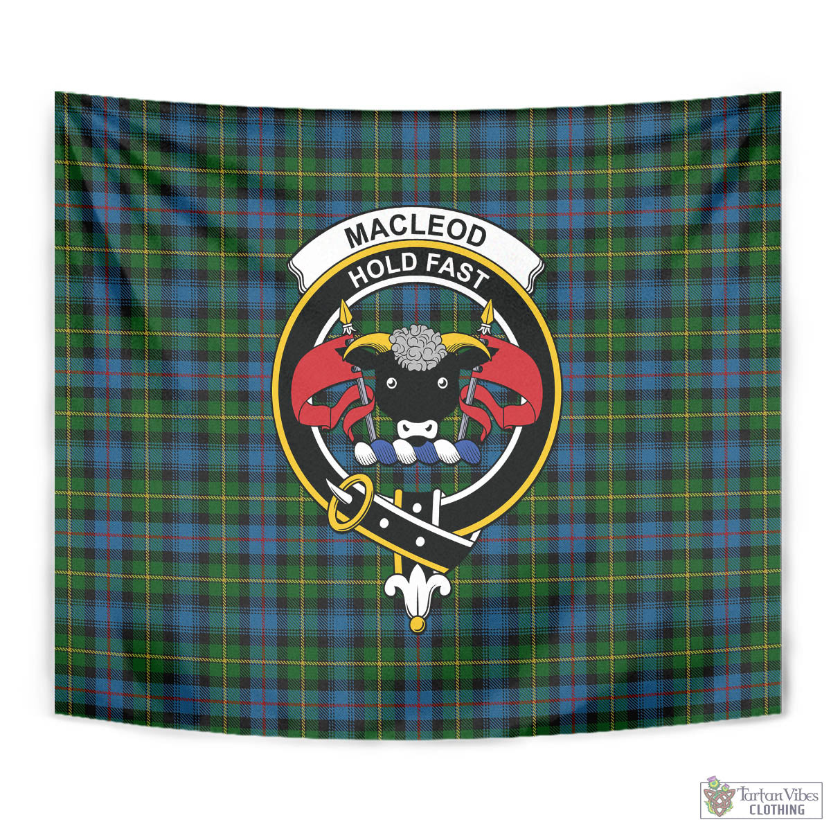 Tartan Vibes Clothing MacLeod of Skye Tartan Tapestry Wall Hanging and Home Decor for Room with Family Crest