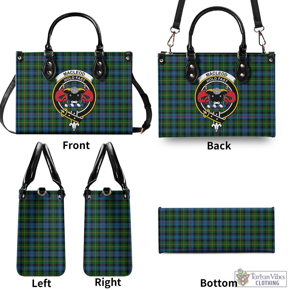 Tartan Vibes Clothing MacLeod of Skye Tartan Luxury Leather Handbags with Family Crest