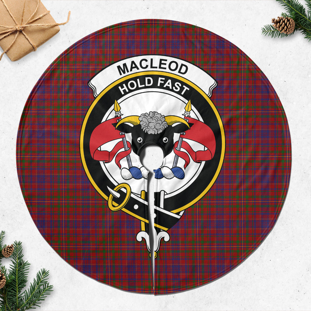 MacLeod Red Tartan Christmas Tree Skirt with Family Crest - Tartanvibesclothing