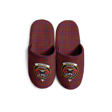 MacLeod Red Tartan Home Slippers with Family Crest