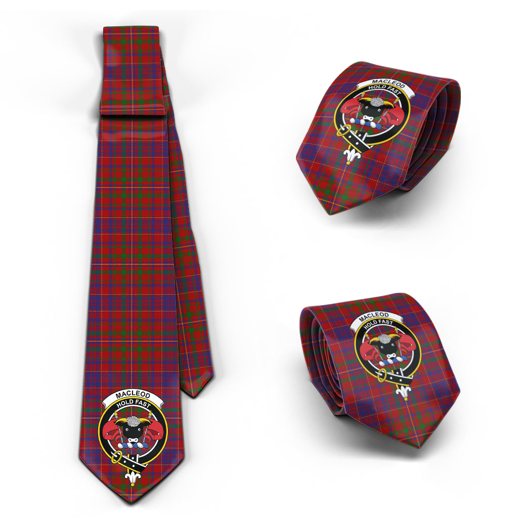 MacLeod Red Tartan Classic Necktie with Family Crest Necktie One Size - Tartan Vibes Clothing