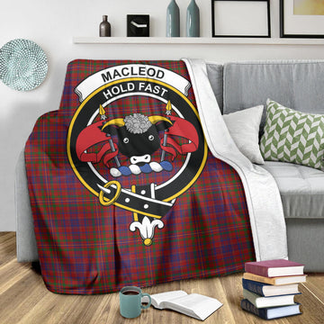 MacLeod Red Tartan Blanket with Family Crest