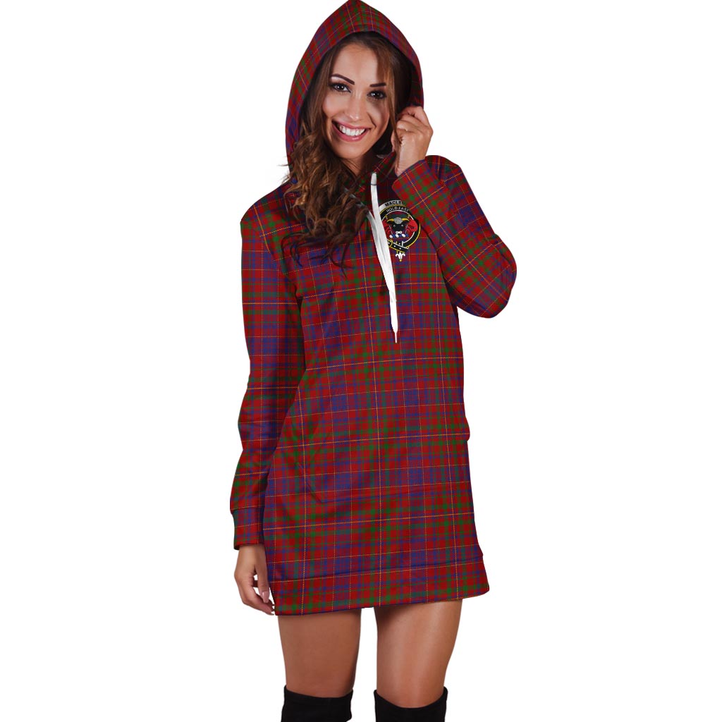 MacLeod Red Tartan Hoodie Dress with Family Crest - Tartan Vibes Clothing