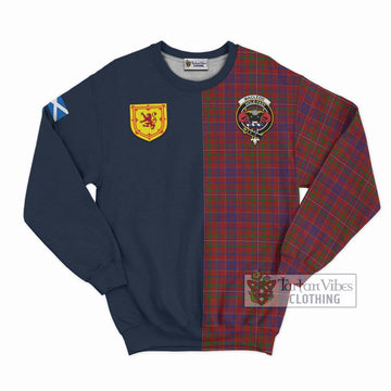 MacLeod Red Tartan Sweatshirt Alba with Scottish Lion Royal Arm Half Style