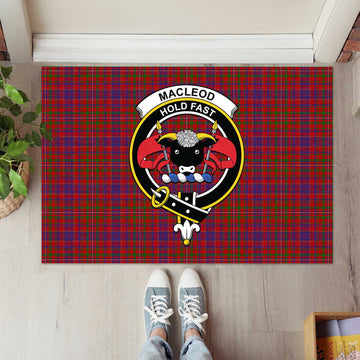 MacLeod Red Tartan Door Mat with Family Crest