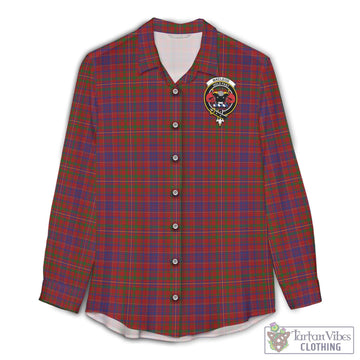 MacLeod Red Tartan Women's Casual Shirt with Family Crest