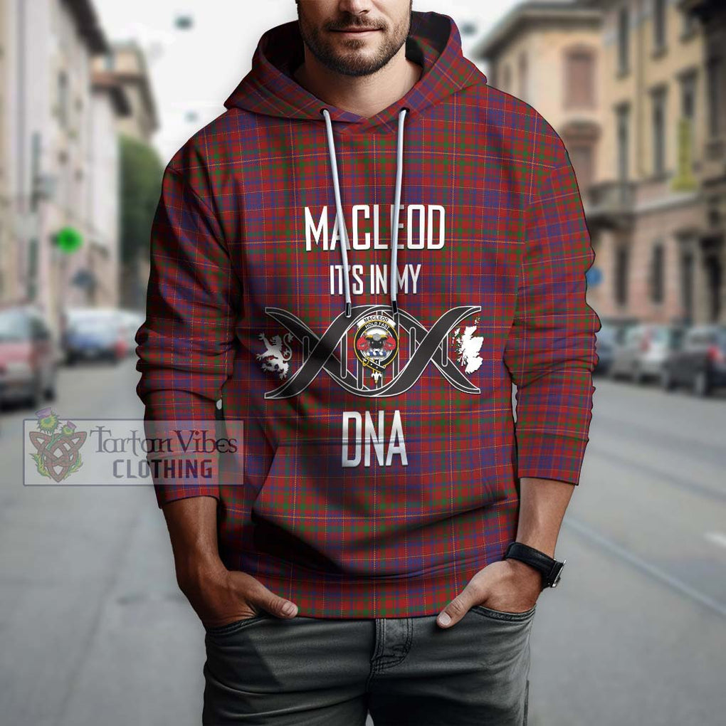 MacLeod Red Tartan Hoodie with Family Crest DNA In Me Style Pullover Hoodie - Tartanvibesclothing Shop