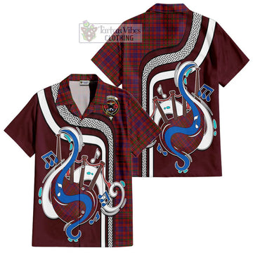 MacLeod Red Tartan Short Sleeve Button Shirt with Epic Bagpipe Style