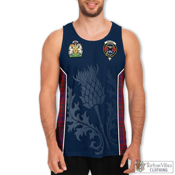 MacLeod Red Tartan Men's Tanks Top with Family Crest and Scottish Thistle Vibes Sport Style