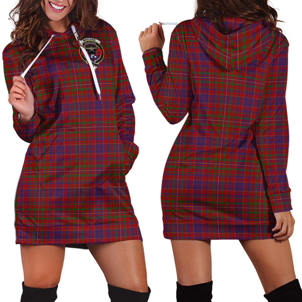 MacLeod Red Tartan Hoodie Dress with Family Crest - Tartan Vibes Clothing