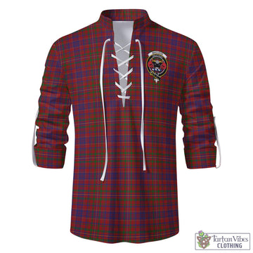 MacLeod Red Tartan Men's Scottish Traditional Jacobite Ghillie Kilt Shirt with Family Crest