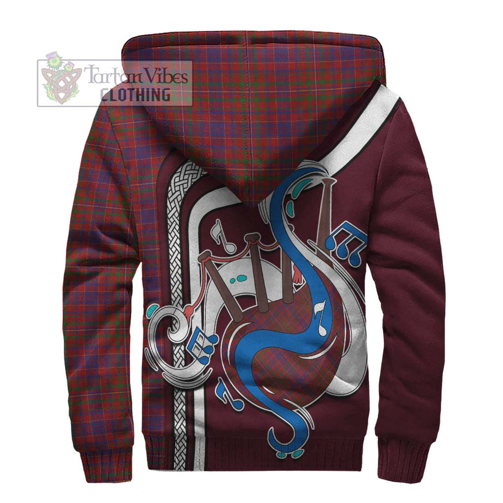 MacLeod Red Tartan Sherpa Hoodie with Epic Bagpipe Style - Tartanvibesclothing Shop