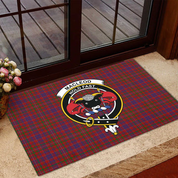 MacLeod Red Tartan Door Mat with Family Crest