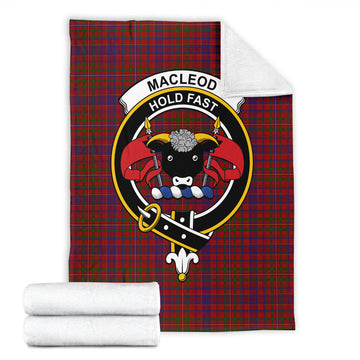 MacLeod Red Tartan Blanket with Family Crest