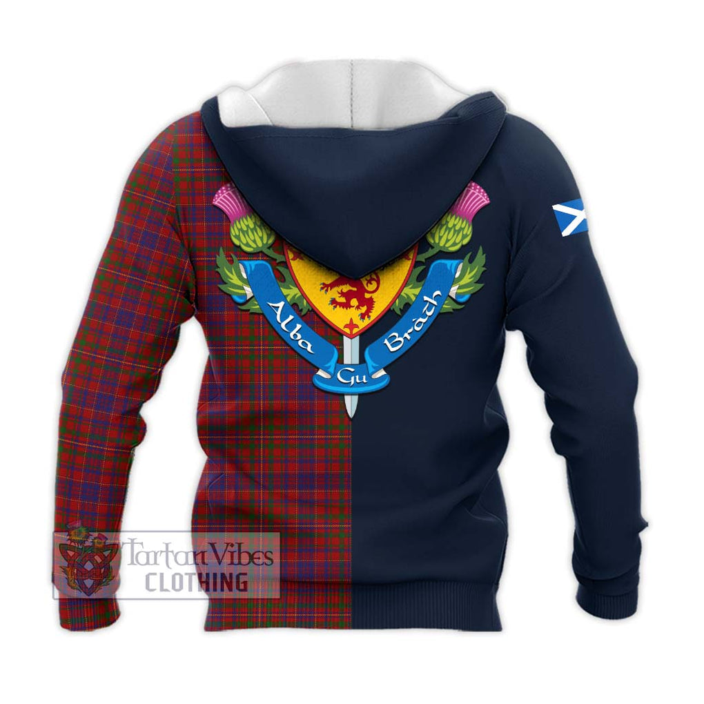 Tartan Vibes Clothing MacLeod Red Tartan Knitted Hoodie with Scottish Lion Royal Arm Half Style