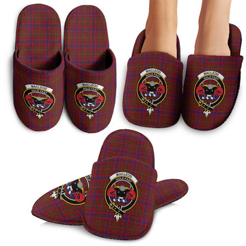 MacLeod Red Tartan Home Slippers with Family Crest