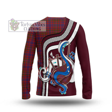 MacLeod Red Tartan Long Sleeve T-Shirt with Epic Bagpipe Style