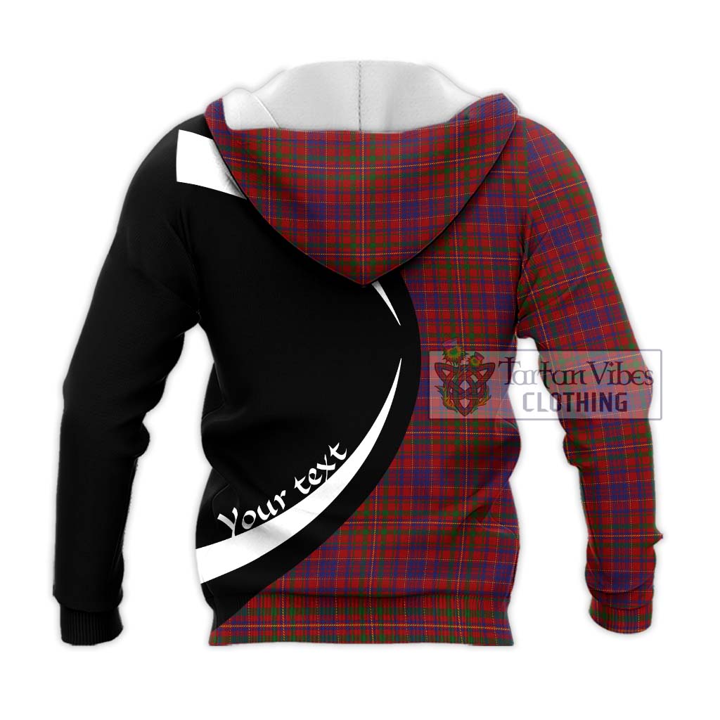 MacLeod Red Tartan Knitted Hoodie with Family Crest Circle Style - Tartan Vibes Clothing