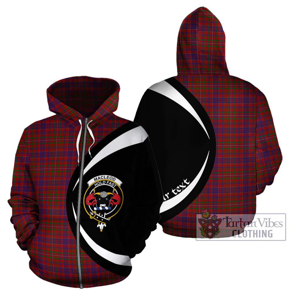 Tartan Vibes Clothing MacLeod Red Tartan Hoodie with Family Crest Circle Style