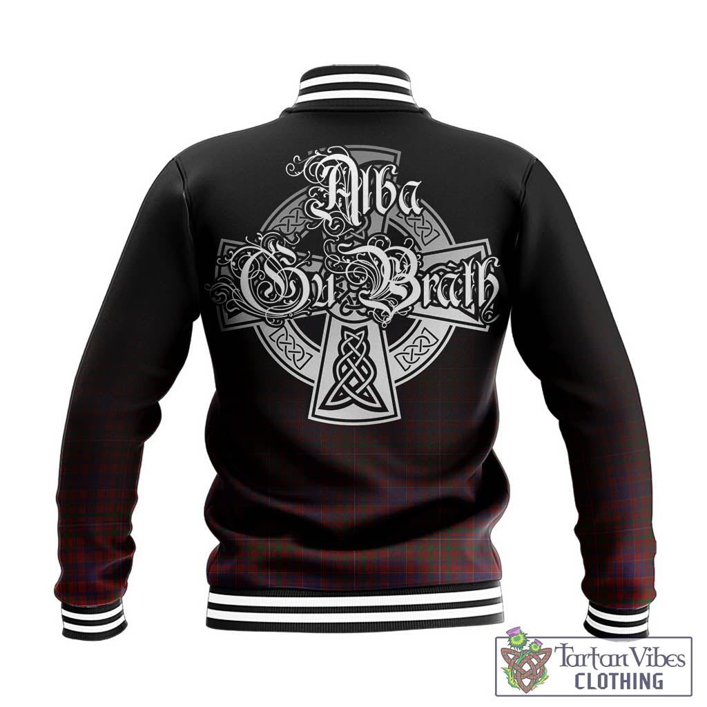 Tartan Vibes Clothing MacLeod Red Tartan Baseball Jacket Featuring Alba Gu Brath Family Crest Celtic Inspired