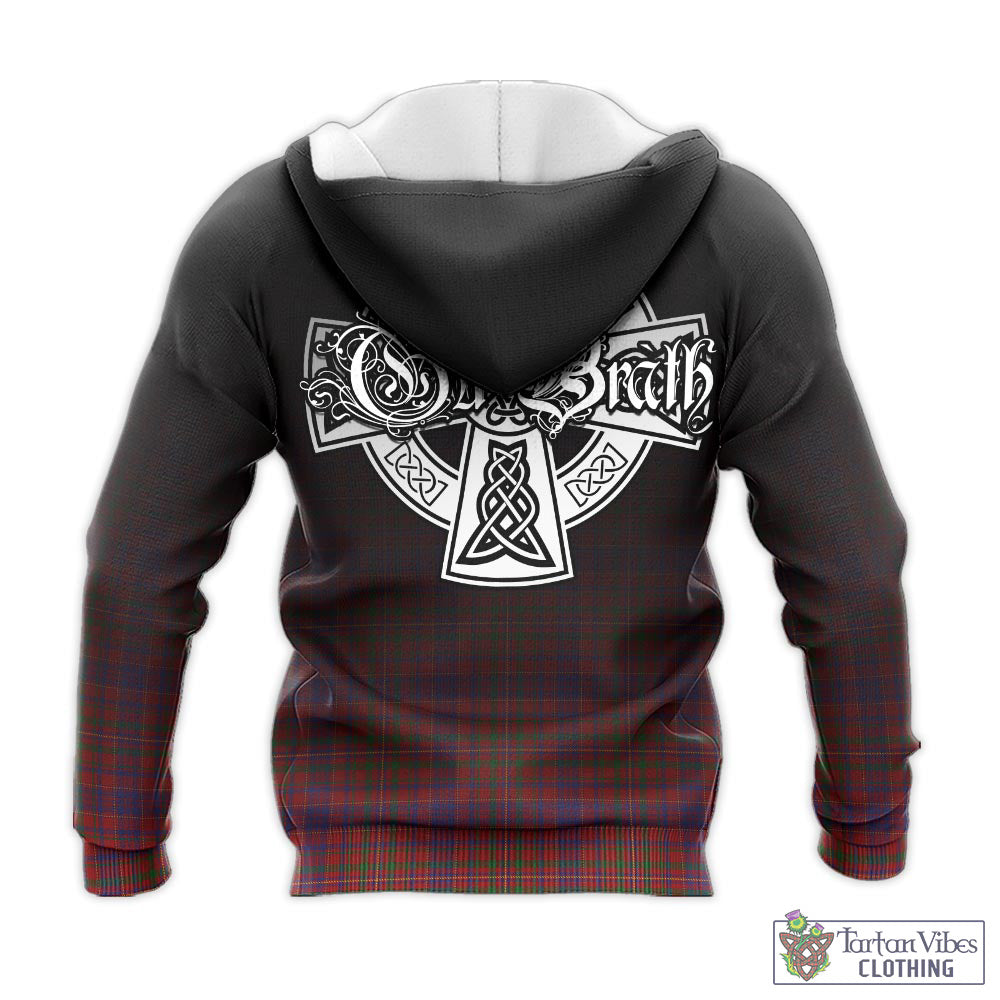 Tartan Vibes Clothing MacLeod Red Tartan Knitted Hoodie Featuring Alba Gu Brath Family Crest Celtic Inspired