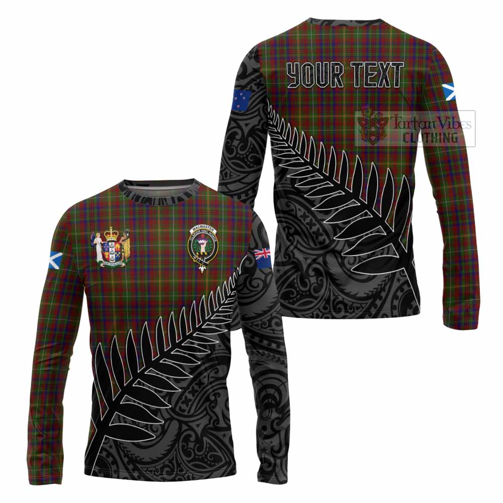 Tartan Vibes Clothing MacMaster (McMaster) Crest Tartan Long Sleeve T-Shirt with New Zealand Silver Fern Half Style