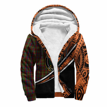 MacMaster (McMaster) Crest Tartan Sherpa Hoodie with Polynesian Vibes Style - Orange Version