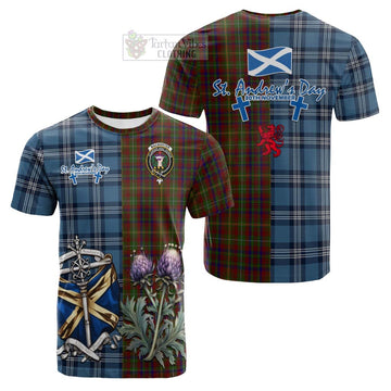 MacMaster (McMaster) Tartan Cotton T-shirt Happy St. Andrew's Day Half Tartan Style Kid's Shirt - Tartan Vibes Clothing