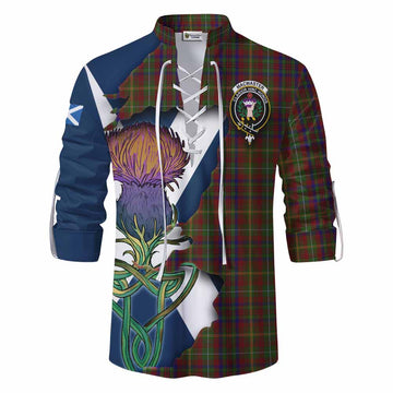 MacMaster (McMaster) Tartan Family Crest Ghillie Kilt Shirt Scottish Thistle Celtic Inspired Men - Tartan Vibes Clothing