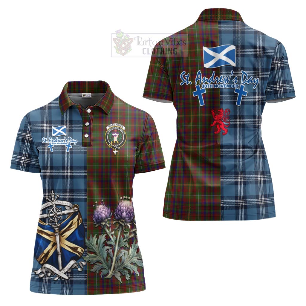 Tartan Vibes Clothing MacMaster (McMaster) Tartan Women's Polo Shirt Happy St. Andrew's Day Half Tartan Style