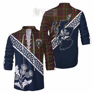 MacMaster (McMaster) Tartan Ghillie Kilt Shirt Featuring Thistle and Scotland Map Men - Tartan Vibes Clothing