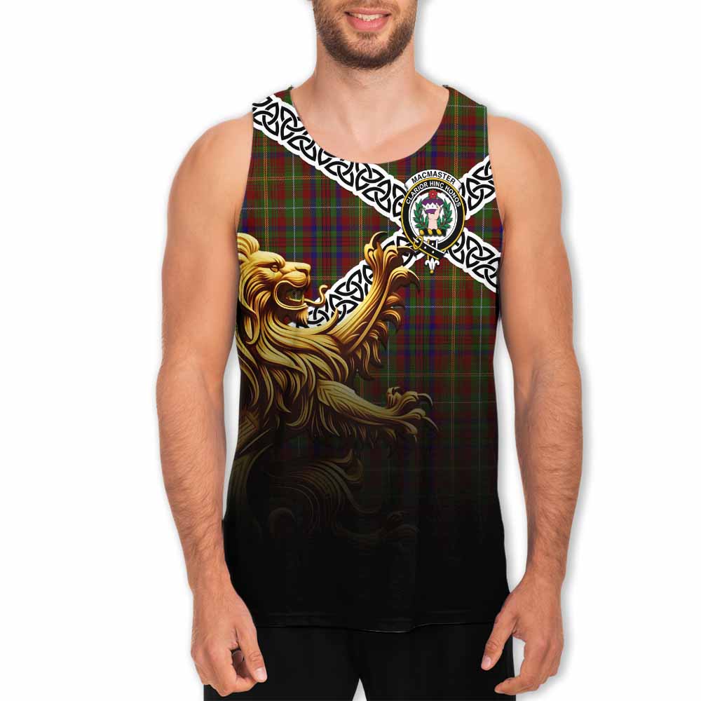 MacMaster (McMaster) Crest Tartan Men's Tank Top with Golden Lion Emblem Celtic Style Men - Tartan Vibes Clothing