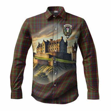 MacMaster (McMaster) Tartan Family Crest Long Sleeve Button Shirt with Scottish Ancient Castle Style Men's Shirt S - Tartan Vibes Clothing