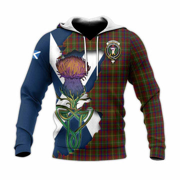 MacMaster (McMaster) Tartan Family Crest Knitted Hoodie Scottish Thistle Celtic Inspired Unisex Knitted Pullover Hoodie - Tartan Vibes Clothing