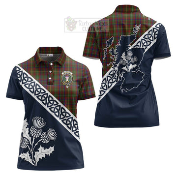 MacMaster (McMaster) Tartan Women's Polo Shirt Featuring Thistle and Scotland Map