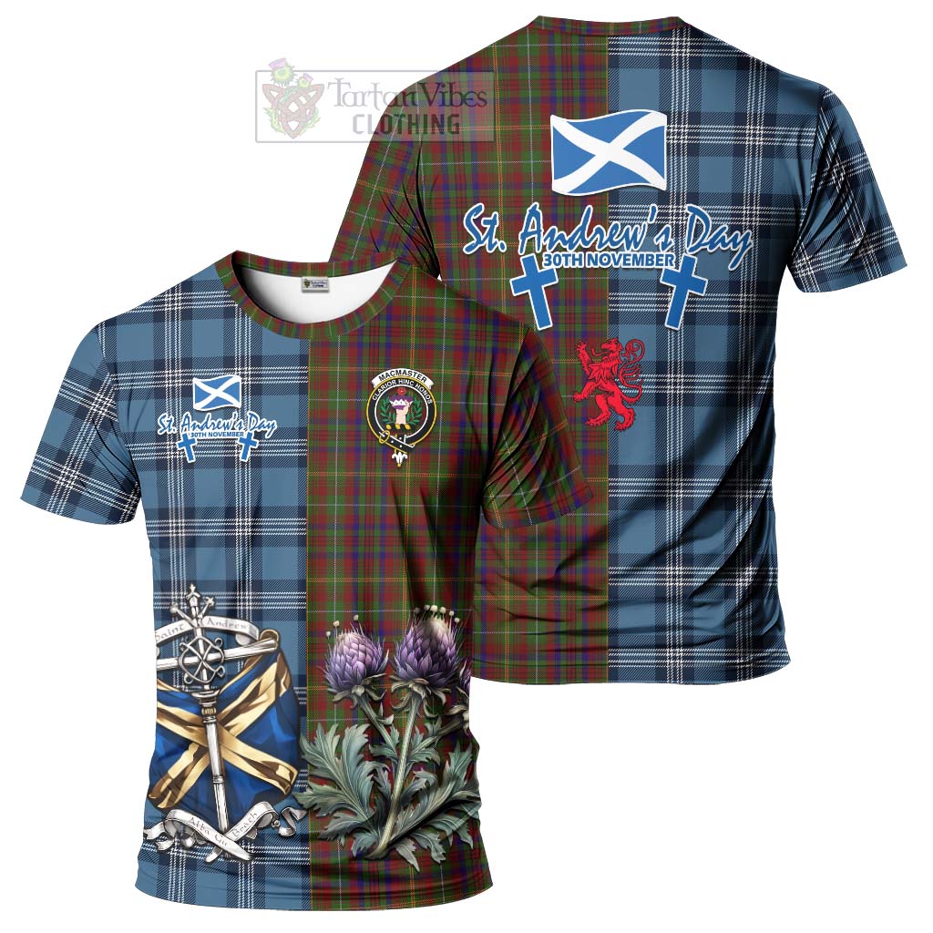 Tartan Vibes Clothing MacMaster (McMaster) Tartan T-Shirt Happy St. Andrew's Day Half Tartan Style