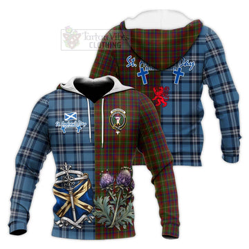 MacMaster (McMaster) Tartan Knitted Hoodie Happy St. Andrew's Day Half Tartan Style Unisex Knitted Pullover Hoodie - Tartan Vibes Clothing