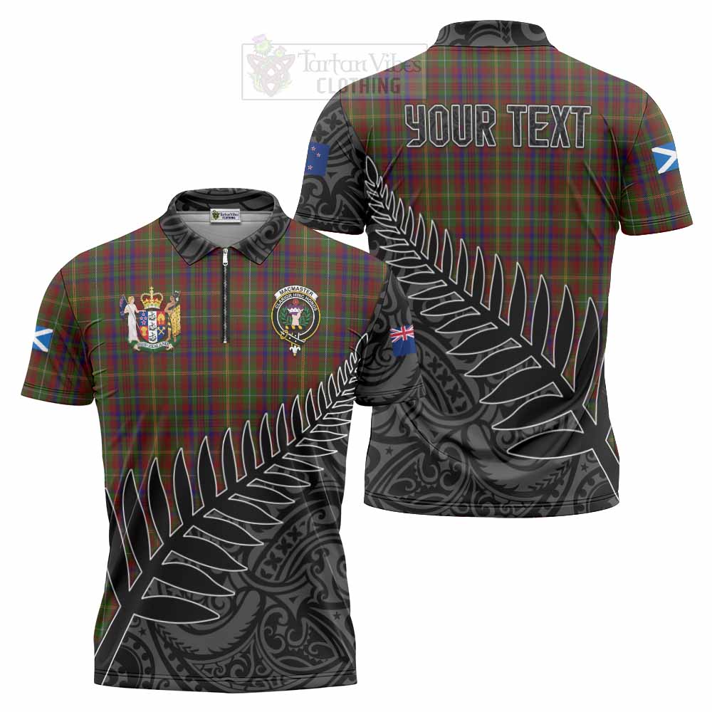 Tartan Vibes Clothing MacMaster (McMaster) Crest Tartan Zipper Polo Shirt with New Zealand Silver Fern Half Style