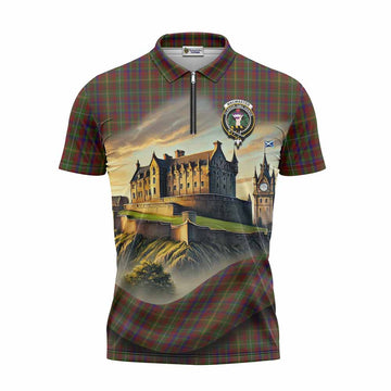 MacMaster (McMaster) Tartan Family Crest Zipper Polo Shirt with Scottish Ancient Castle Style Unisex - Tartan Vibes Clothing