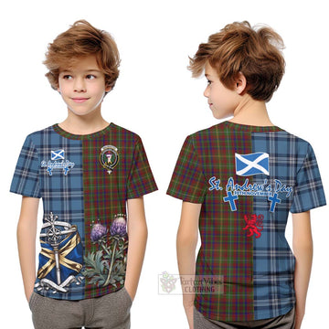 MacMaster (McMaster) Tartan Kid T-Shirt Happy St. Andrew's Day Half Tartan Style Youth XL Size14 - Tartan Vibes Clothing