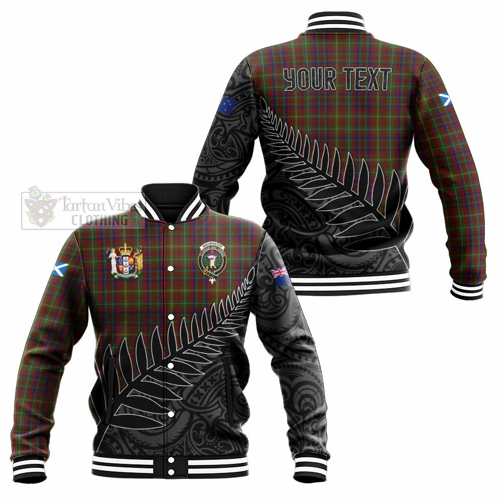 Tartan Vibes Clothing MacMaster (McMaster) Crest Tartan Baseball Jacket with New Zealand Silver Fern Half Style