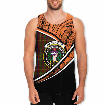 MacMaster (McMaster) Crest Tartan Men's Tank Top with Polynesian Vibes Style - Orange Version